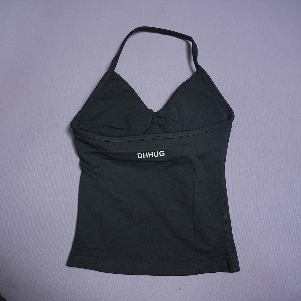 DHHUG Top deportivo para mujer, camiseta sin costuras para yoga con relleno extraíble, top deportivo sin mangas con cuello en V, para gimnasio y correr