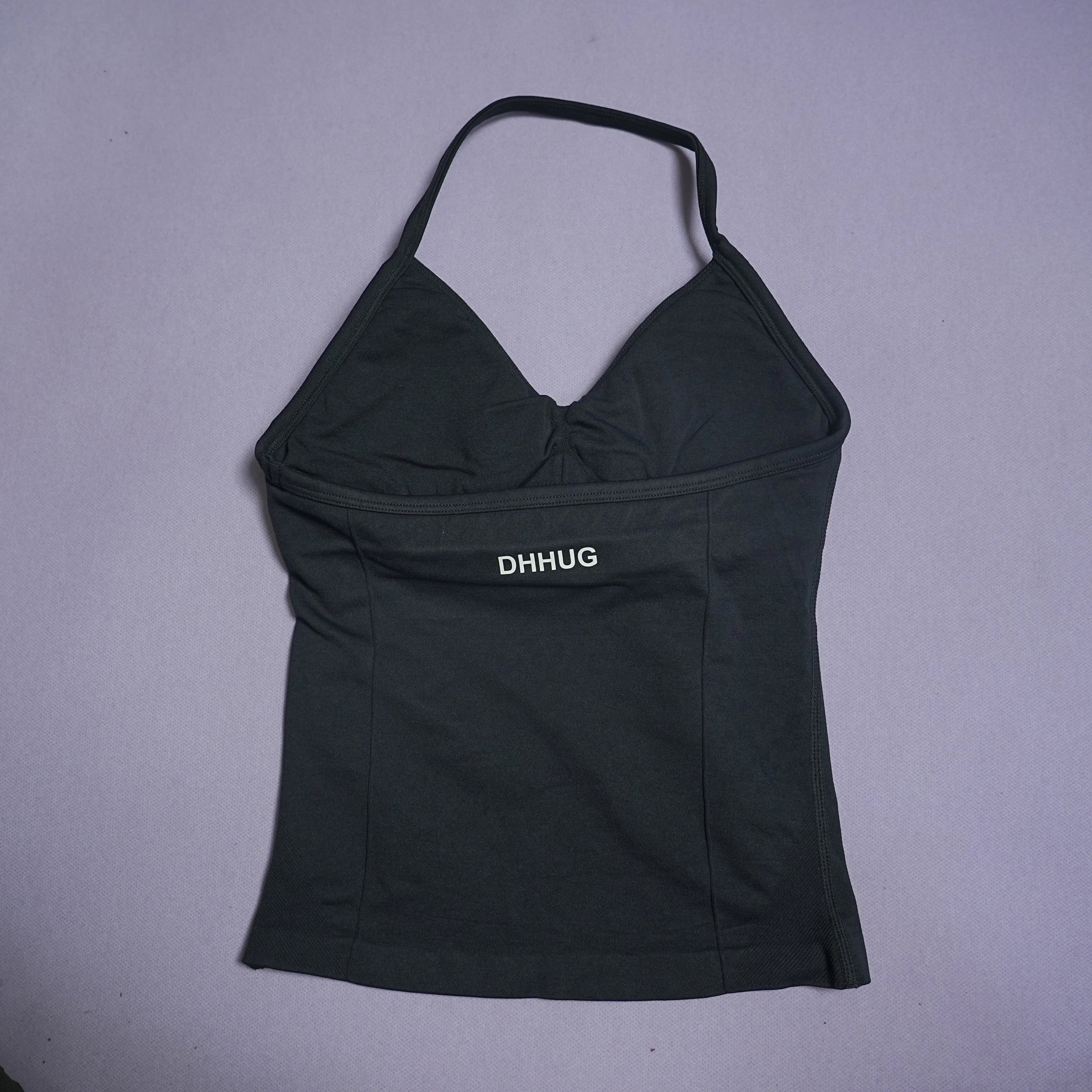 DHHUG Top deportivo para mujer, camiseta sin costuras para yoga con relleno extraíble, top deportivo sin mangas con cuello en V, para gimnasio y correr