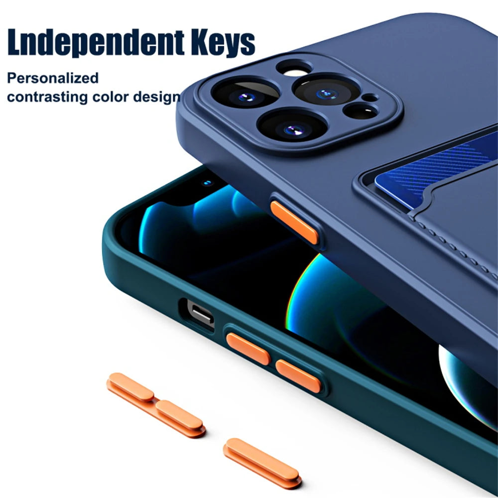 Funda tipo billetera de silicona suave de lujo para iPhone 17 Air 16 15 14 11 13 12 Pro Max Plus, Funda protectora trasera con ranura para tarjetero