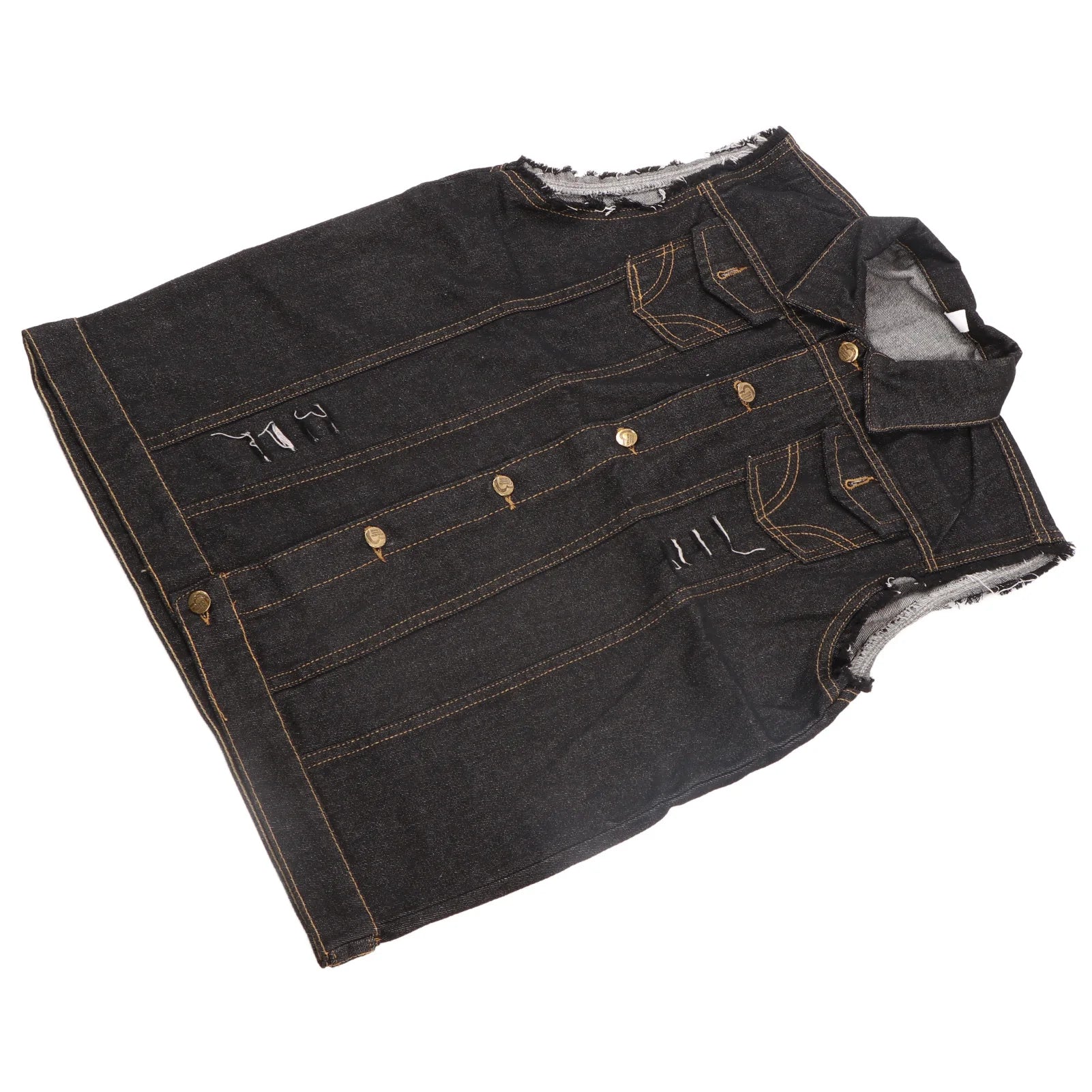 Chaleco Vaquero para Hombre, Cuello Vuelto, Sin Mangas, de Moda, con Botones, Estilo Casual