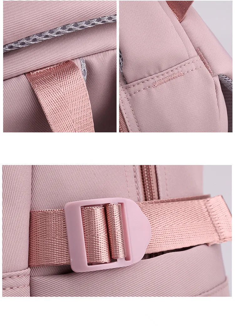 Mochila escolar de nailon con colgante para niñas, de viaje con múltiples bolsillos morral, impermeable, informal, estilo Simple