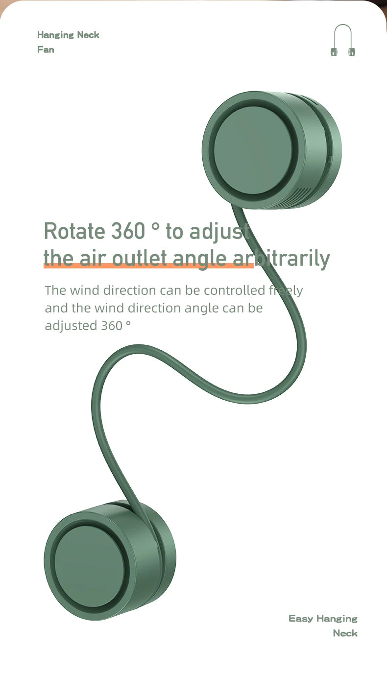 Ventilador de Cuello Homefish, Ventilador sin Aspas, Ventilador de Cuello Portátil, Mini Enfriador de Aire, Ventiladores Eléctricos Recargables por USB