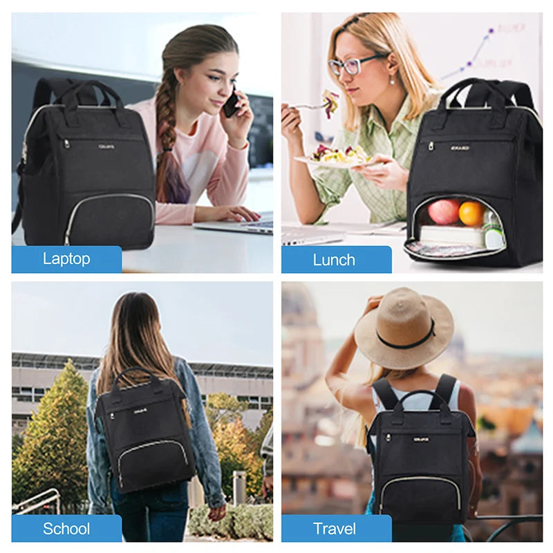 Mochila de almuerzo OIWAS para mujer, mochila para ordenador portátil de 15,6 pulgadas, mochila térmica con puerto USB, para hombres, viajes, trabajo, picnics, senderismo