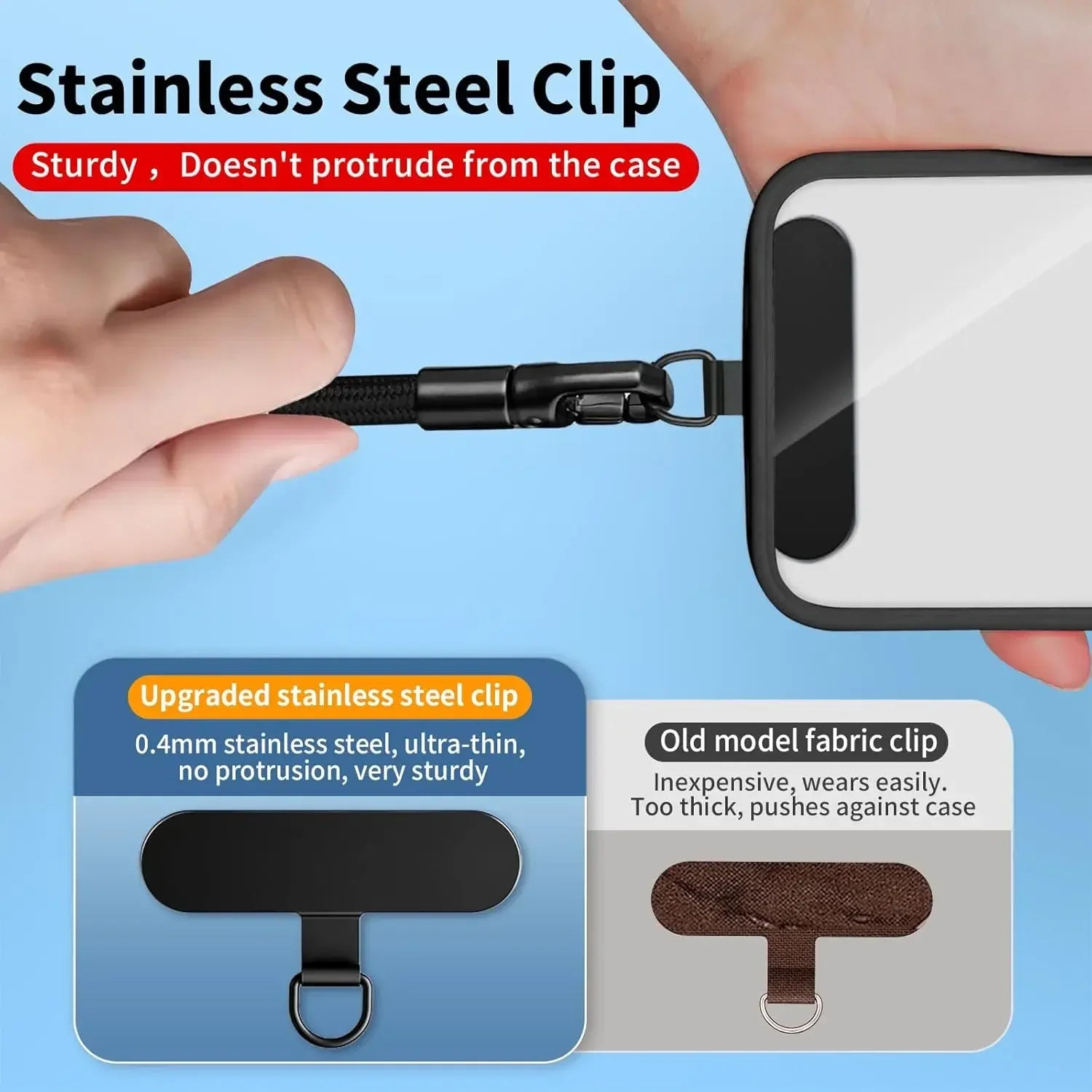 Correa Universal para Teléfono con Clip Mejorado Anti-Caída 360 °   Correa ajustable giratoria para el cuello/cruzada para todas las fundas de teléfono
