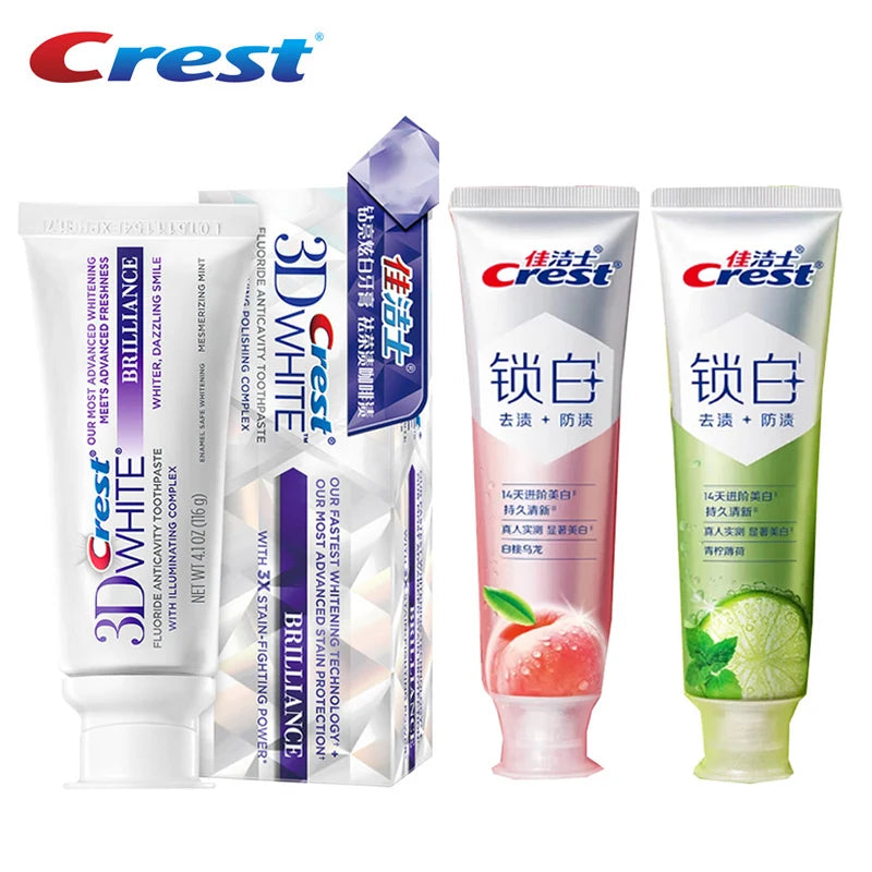 Crema dental Crest 3D, blanqueador de dientes, esmalte seguro vibrante, exprimidores de tubo de menta, 3 tipos de pasta de dientes