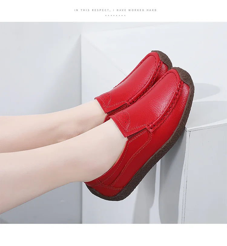 Zapatos informales De cuero genuino para Mujer, zapatillas De ocio, mocasines sin cordones De marca De lujo para Mujer, mocasines suaves para Mujer, Zapatos De Mujer