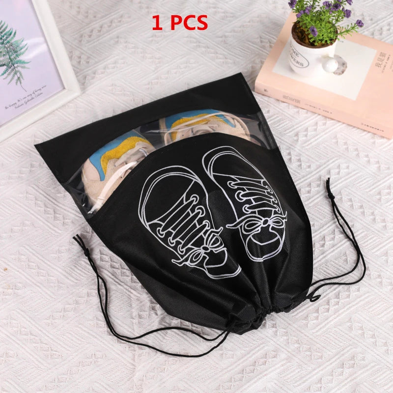 Organizador de zapatos Visible, bolsa de almacenamiento con cordón no tejido grueso a prueba de polvo, bolsa de viaje para ropa, bolsos de almacenamiento, 1/3/5 Uds.