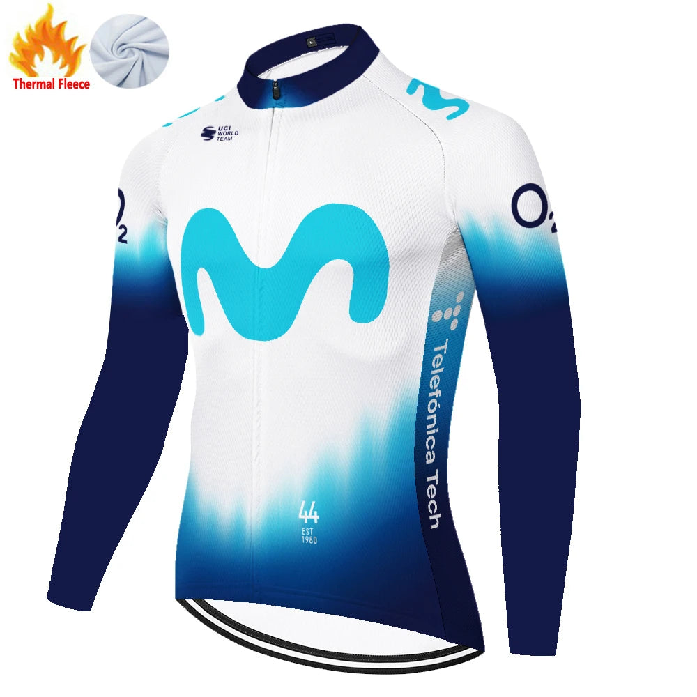 Nuevo invierno Movistar ciclismo jersey 2026 protear hombres manga larga bicicleta invierno maillot cyclisme homme