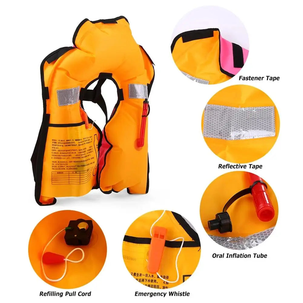 Chaleco salvavidas inflable para adultos, chaqueta de supervivencia para natación, pesca profesional, traje de baño inflable Manual, deportes acuáticos, 1 unidad