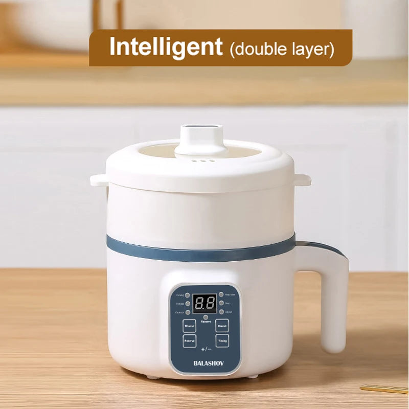 Olla arrocera eléctrica de 1,7 l, doble capa, 220V, multicocina antiadherente, multicocina mecánica inteligente, olla de arroz al vapor para el hogar