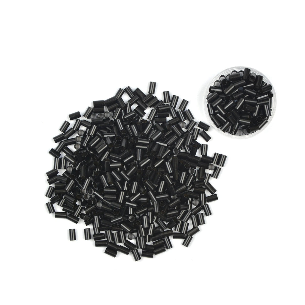 1000 Uds tubos de cobre Micro enlaces anillos para extensiones de cabello humano 3,5*3,1*6mm Micro cuentas de cobre