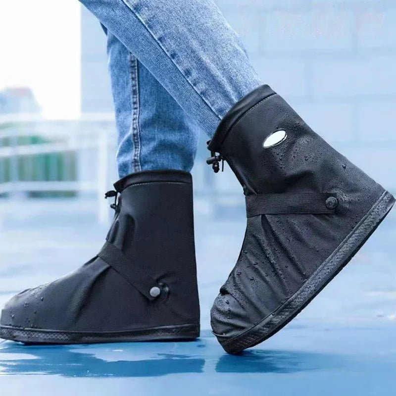 S-XXL reutilizable impermeable zapatos cubierta bota de agua ciclismo senderismo antideslizante PU cuero chanclos lluvia nieve arena zapatos protectores