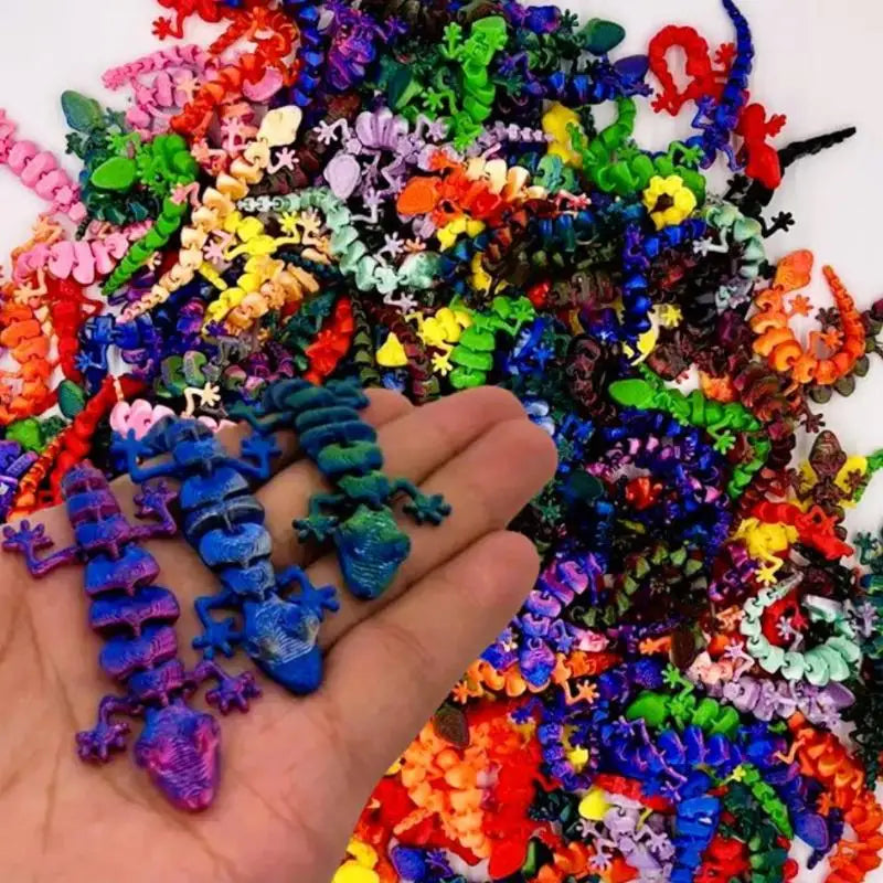 10/20 Piezas de Figuras de Lagartos Mini Impresas en 3D con Articulaciones Móviles, Decoración Creativa para el Hogar, Juguetes de Animales, Regalo de Navidad para Niños