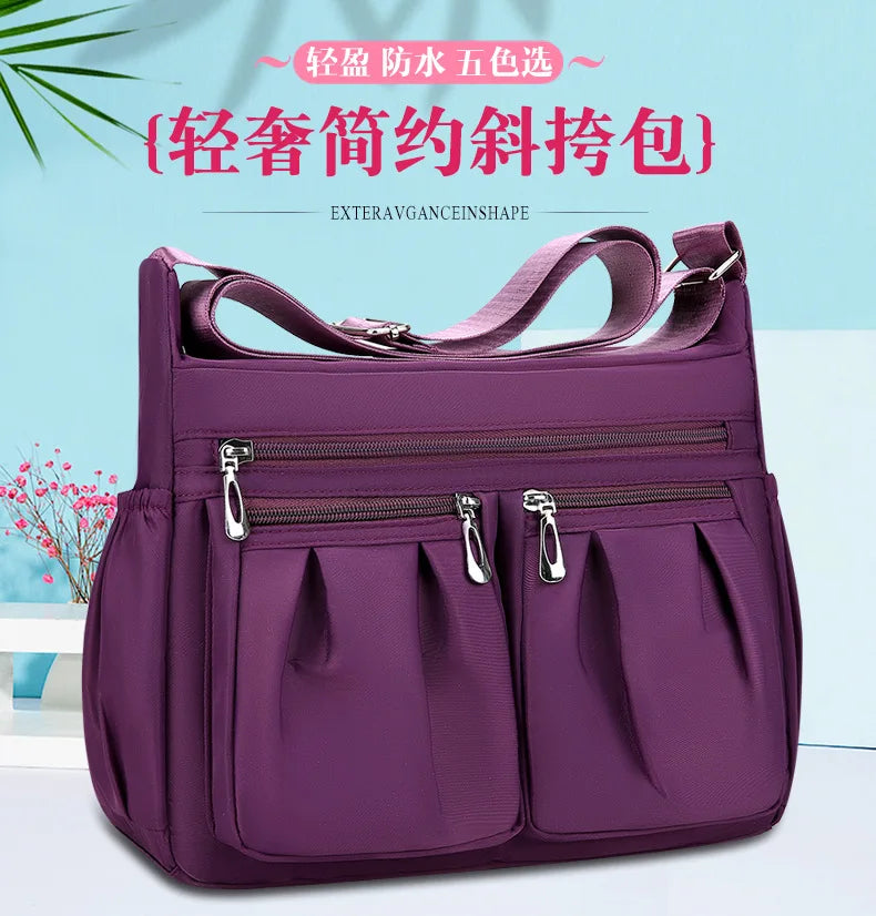 Bolso cruzado de nailon para mujer, bolso de hombro de gran capacidad, bolso femenino con múltiples bolsillos, bolso de compras de viaje para mujer, bolso de ocio