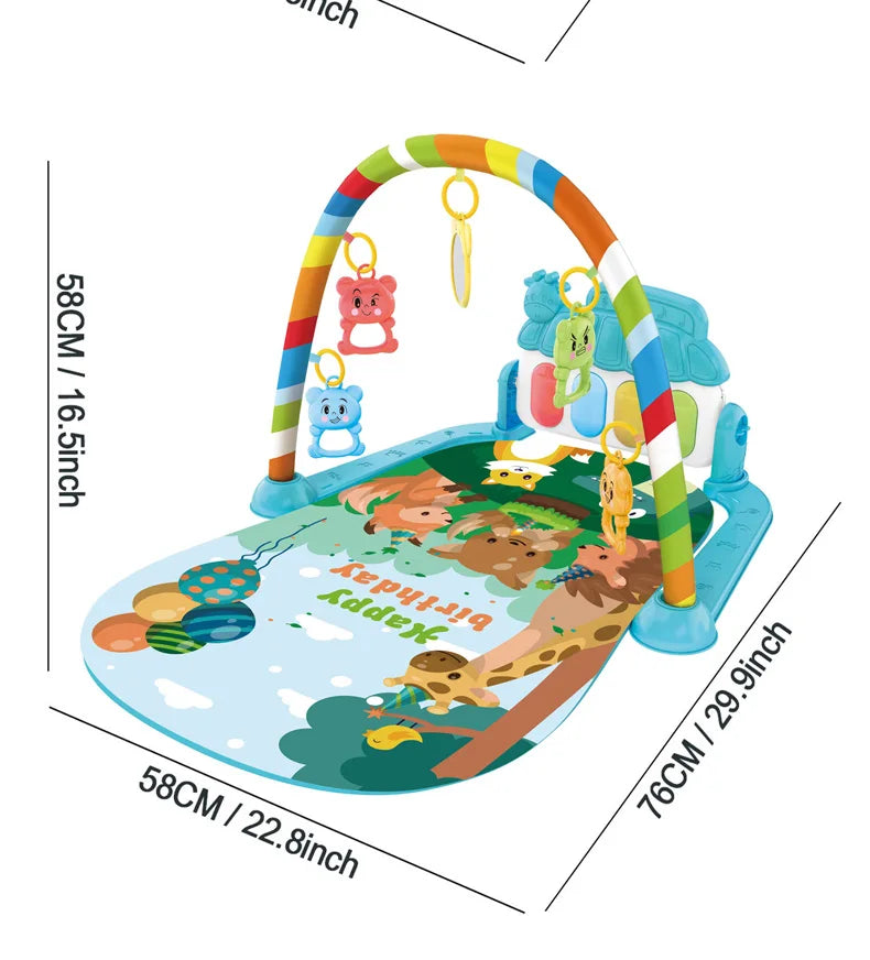 Alfombra de gimnasio para actividades musicales para bebé, alfombra para recién nacido, Pedal, teclado de Piano, estante de Fitness infantil, tapete para gatear, juguetes de regalo