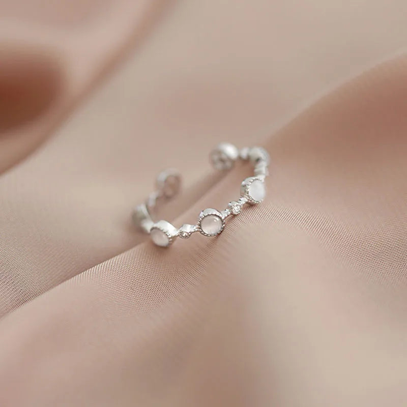 Anillo de Ópalo de Plata de Ley 925 para Mujer, Ajustable, para el Dedo Índice, Diseño Simple y Elegante, Joyería de Alta Gama, Regalo