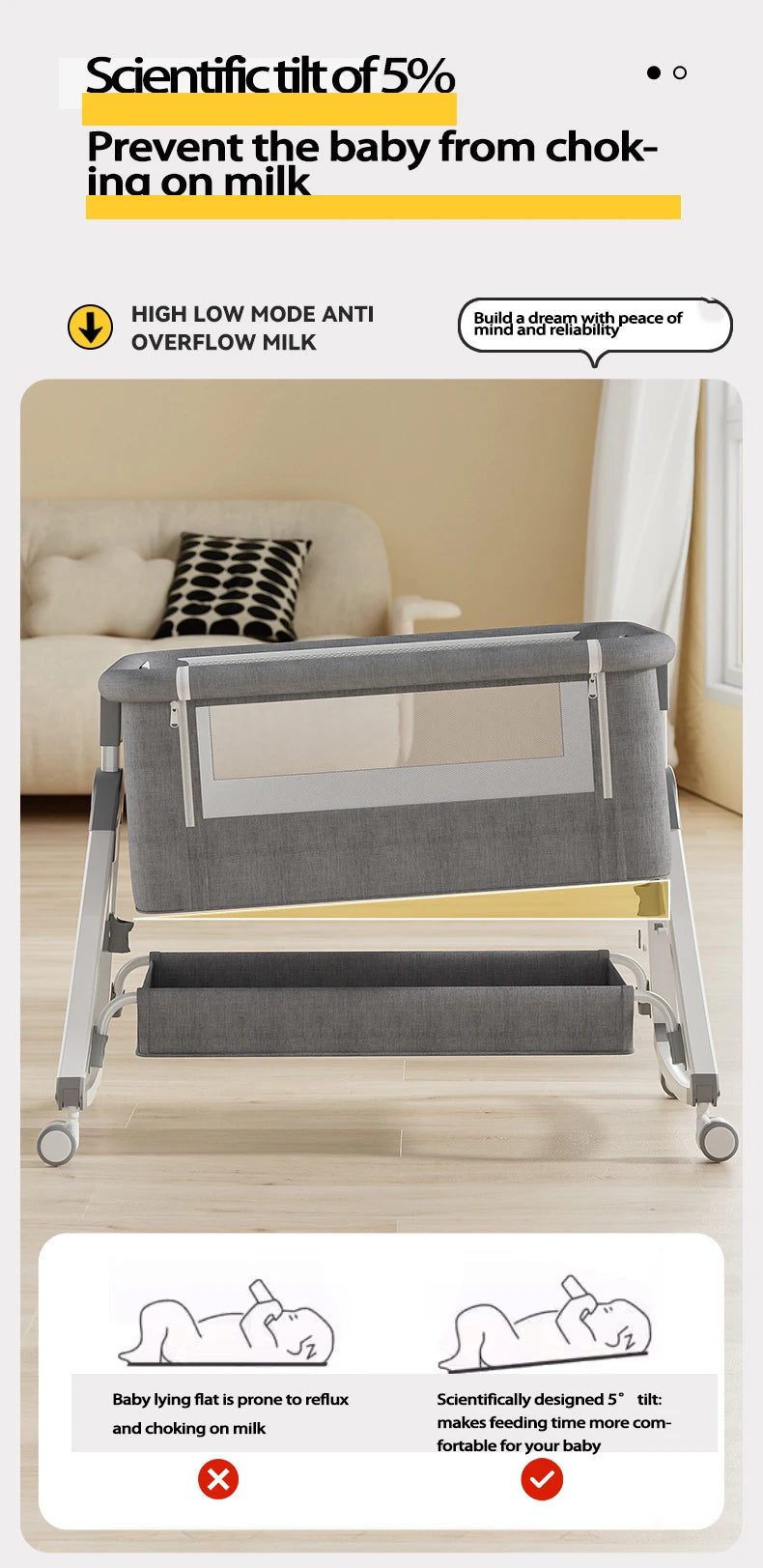 Cuna Multifuncional Segura para Bebés, Plegable, con Función de Balanceo, para Colocar Junto a la Cama, Portátil, para Recién Nacidos, para una Vida Familiar Más Sencilla