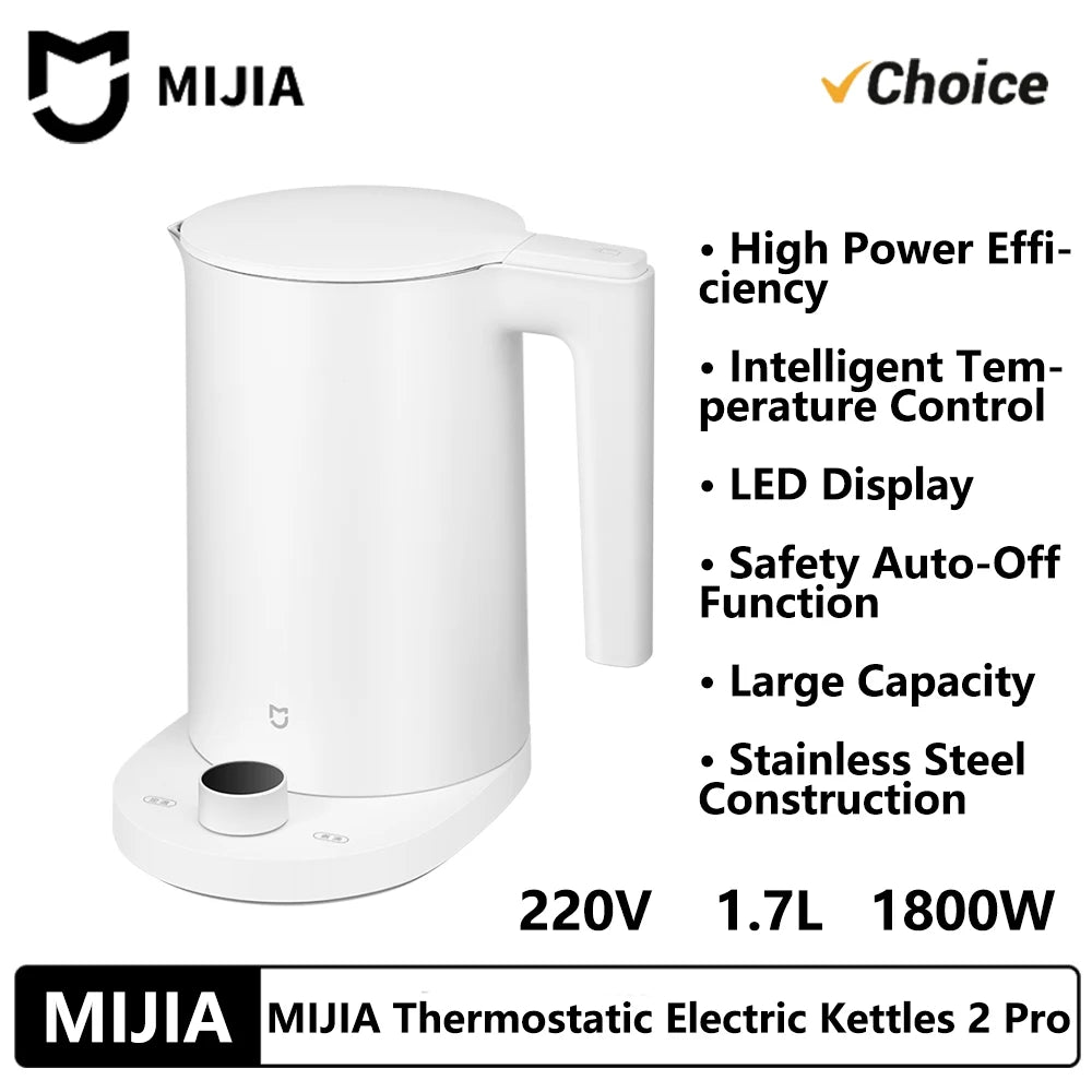 Nuevo hervidor de agua eléctrico inteligente MIJIA 2 Pro, tetera de acero inoxidable de ebullición rápida, pantalla LED, control inteligente de temperatura, 220V