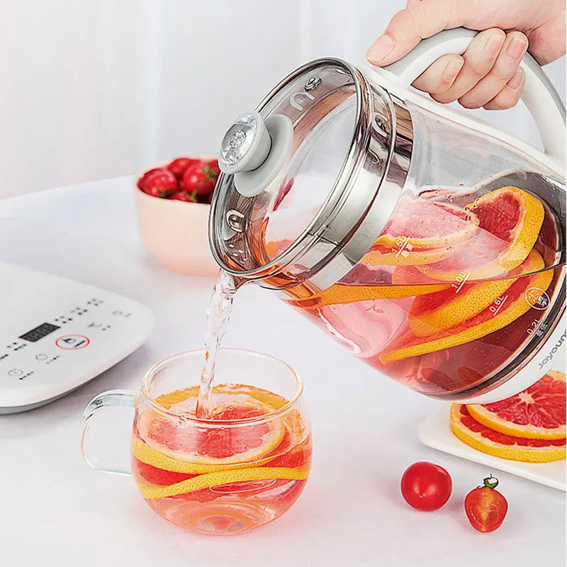 Olla saludable Jiuyang de 220V, tetera de flores multifuncional, tetera de vidrio para estofado, Mini cocina portátil de 1,5 l, cocina para postre y té