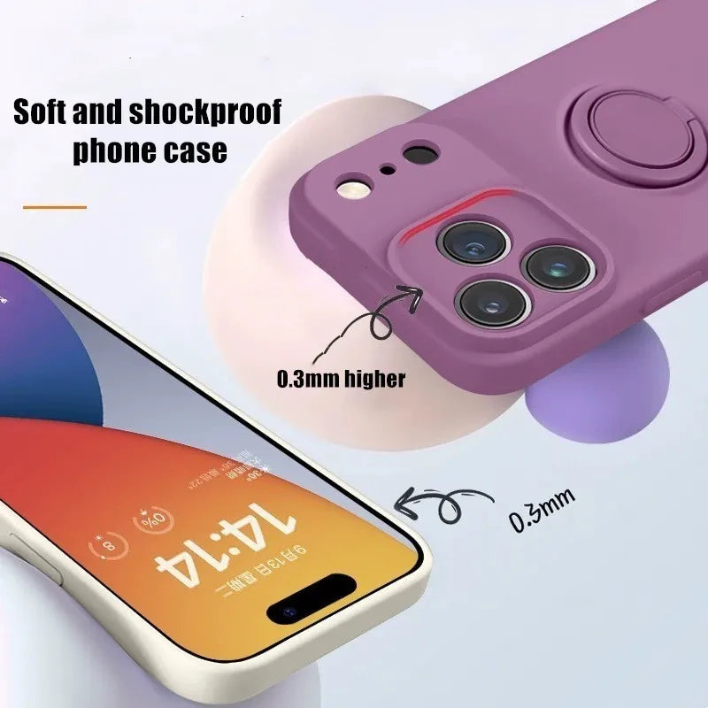 Funda Magnética con Anillo de Silicona Líquida para iPhone 17 Air 16E 15 14 13 12 11 Pro Max Plus, Antigolpes, Protectora y Suave