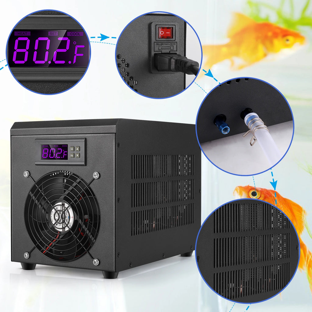 Enfriador de Agua para Acuario de 60L, Calentador para Pecera de 10-40 cm ℃   Sistema de Temperatura Constante con Bomba para Cría Acuática