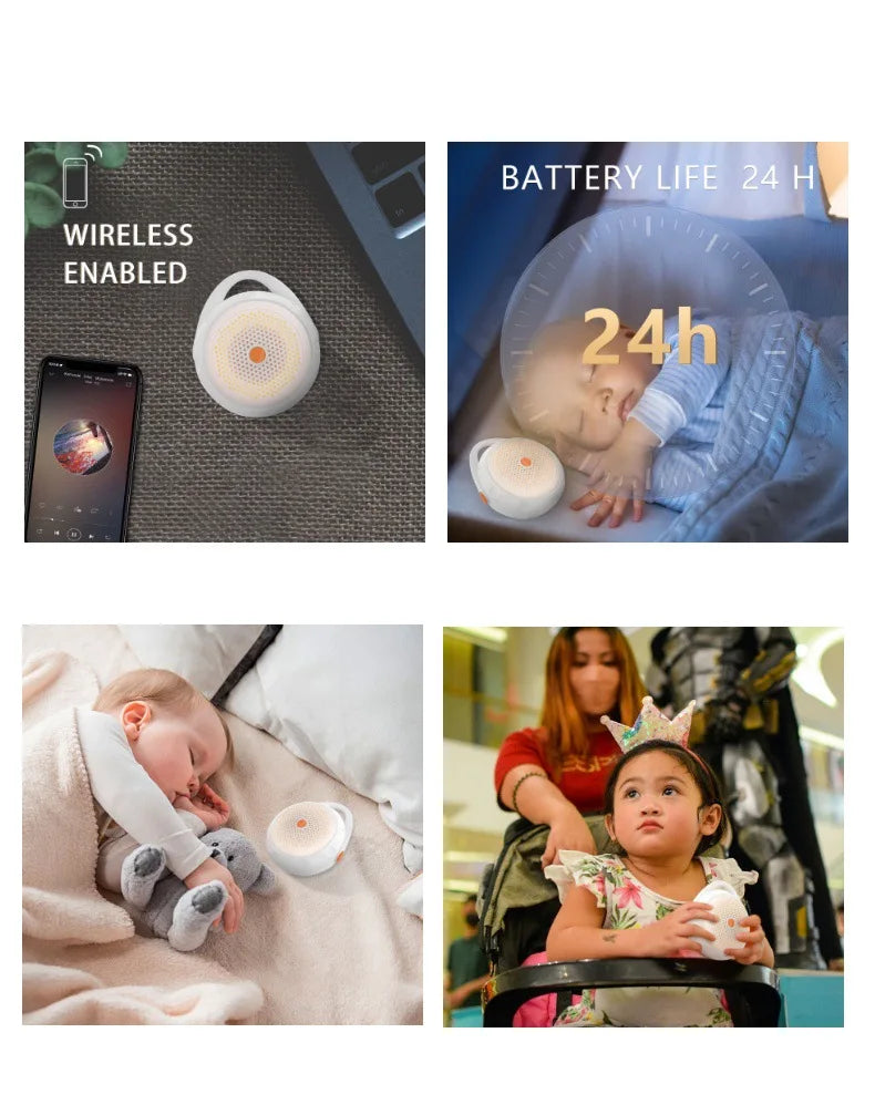 Máquina portátil de ruido blanco con Bluetooth, 12 sonidos relajantes relajantes y temporizador de silicona para dormir, luz nocturna para bebés y adultos
