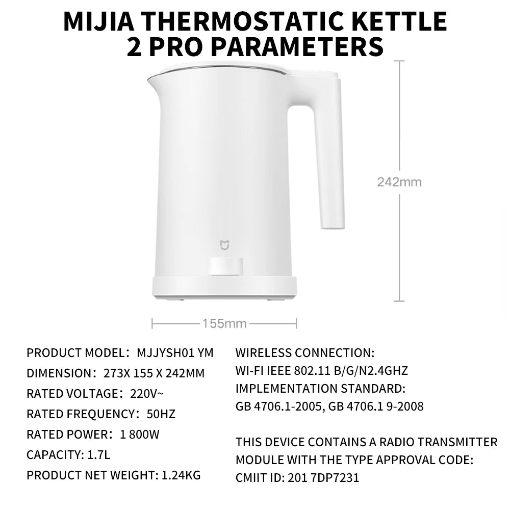 Hervidor Inteligente MIJIA 2 Pro, Hervidores Eléctricos, Electrodomésticos de Cocina, Pantalla LED, Temperatura Constante Inteligente 24H, Aplicación MIJIA CN