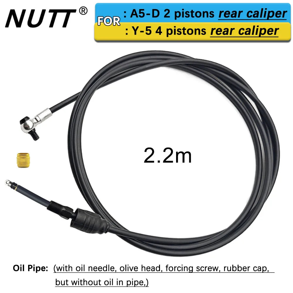 NUTT Y-5 A5-D tubo de aceite 1,35 m 2,2 m para Scooter E-bike pinzas eléctricas tubo de aceite aguja de aceite cabeza de oliva tapa de goma junta plateada
