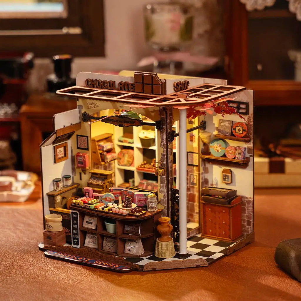ROBOTIME-Kit de casa de muñecas de madera 3D, regalo único, adorno de decoración del hogar, artesanía de casa en miniatura desafiante DIY para adultos y adolescentes