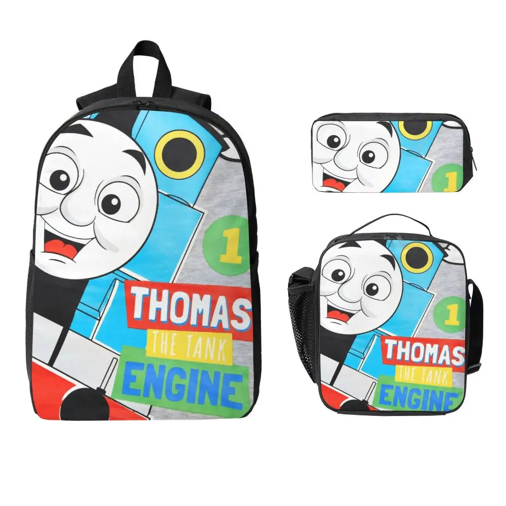 Mochila para niños t-thomas y amigos, fiambrera, bolsas para bolígrafos para niños y niñas, mochilas, mochila escolar de gran capacidad, conjunto de mochila