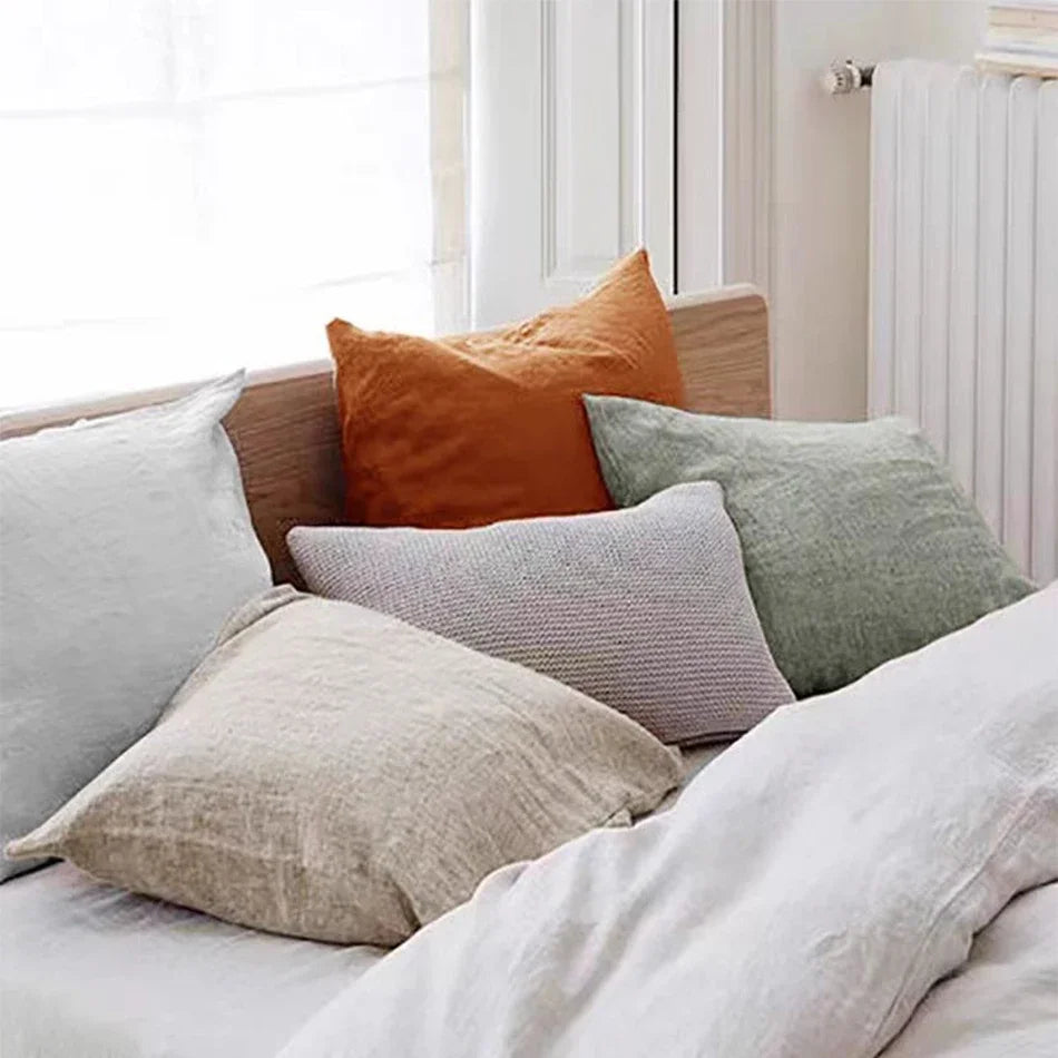 Funda de almohada de lino de 2 uds, fundas de almohada tipo sobre suaves y cómodas de lino Natural francés, decoración del hogar, funda de almohadas para dormitorio para todas las estaciones