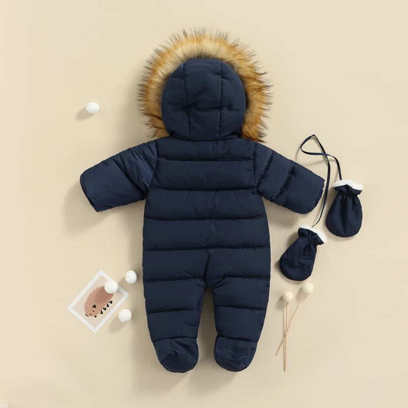 Traje de nieve de invierno para bebé de 0 a 24 meses, mono, abrigo, pelele, prendas de vestir cálidas, mono con capucha para niños y niñas