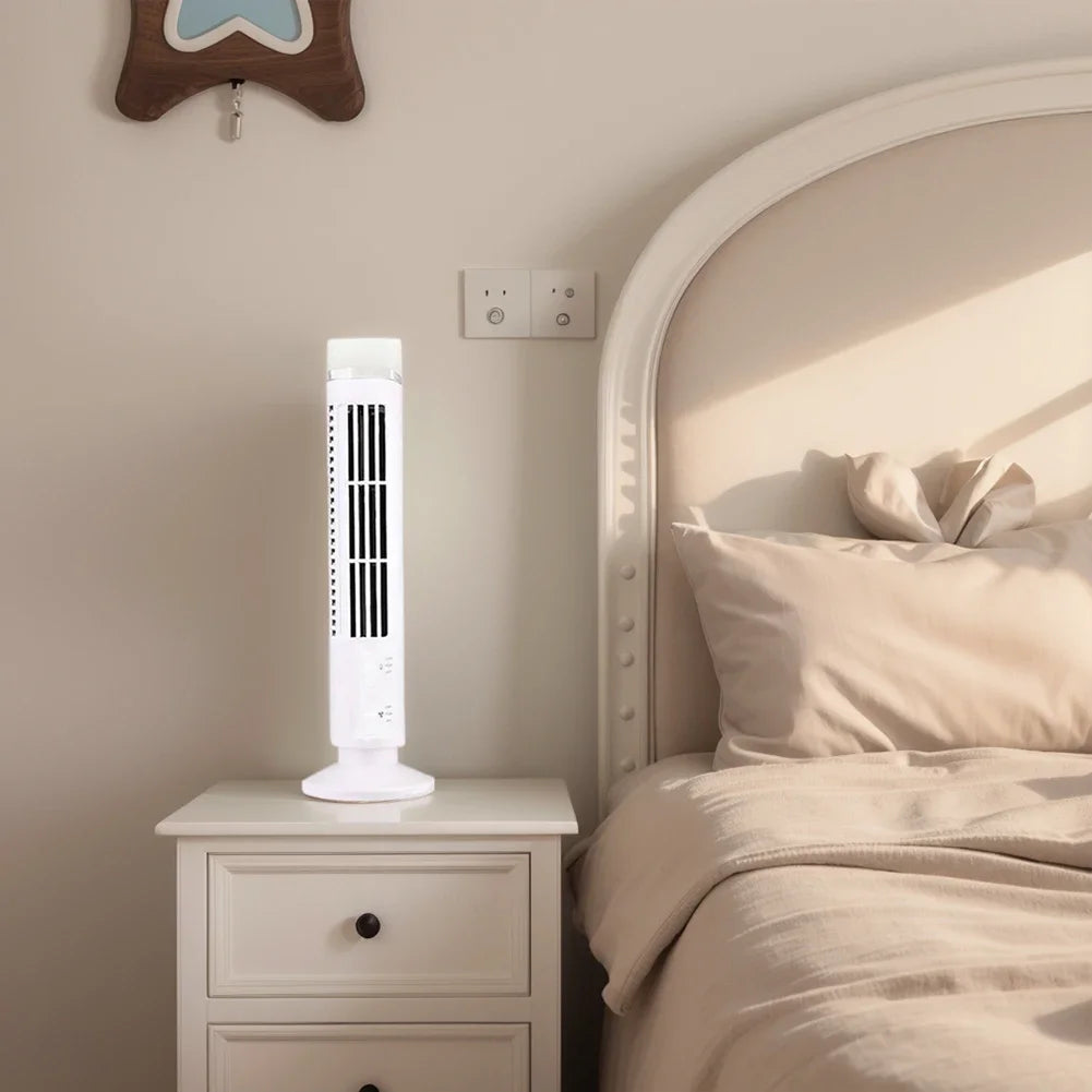 Ventilador de Torre LED sin aspas, refrigeración de aire, 2 velocidades, miniacondicionador Vertical, USB, portátil, para casa y oficina