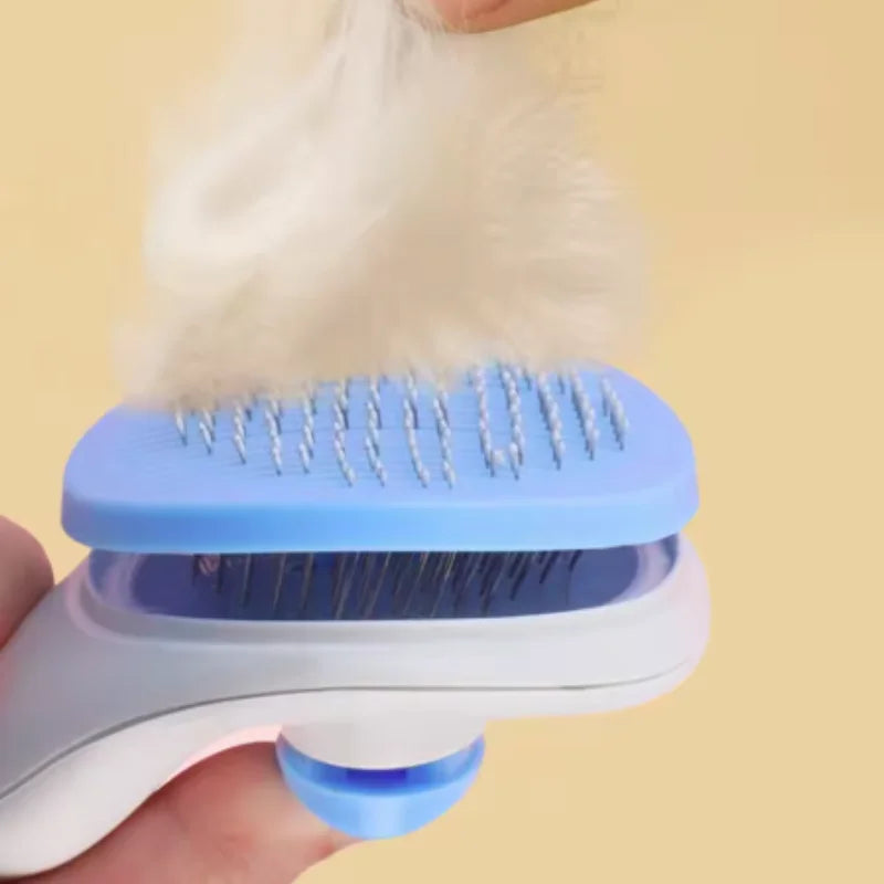 Nuevo peine de masaje para mascotas, cepillo para peinar el pelo, eliminación fácil con un clic del pelo inferior de gatos y perros para el aseo.