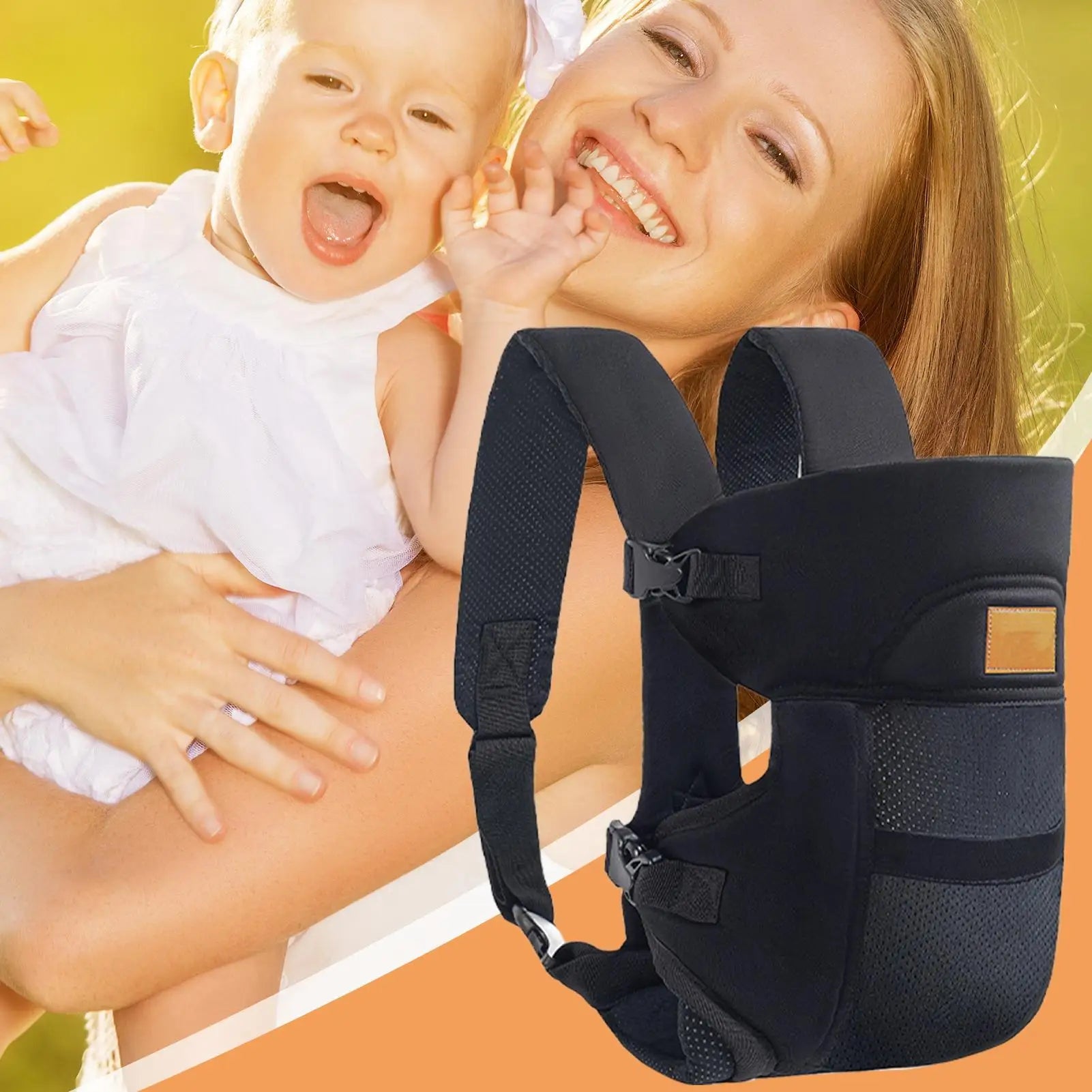 Soporte para bebé, portabebés ligero, ergonómico, transpirable, bolsa con eslinga Horizontal, soporte para la cabeza ajustable para paseos en la naturaleza