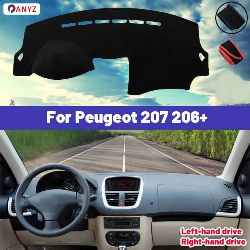 Alta calidad para Peugeot 207 206 + cubierta para salpicadero de coche, alfombrilla parasol para evitar almohadillas de luz, alfombras, accesorios interiores Anti-UV