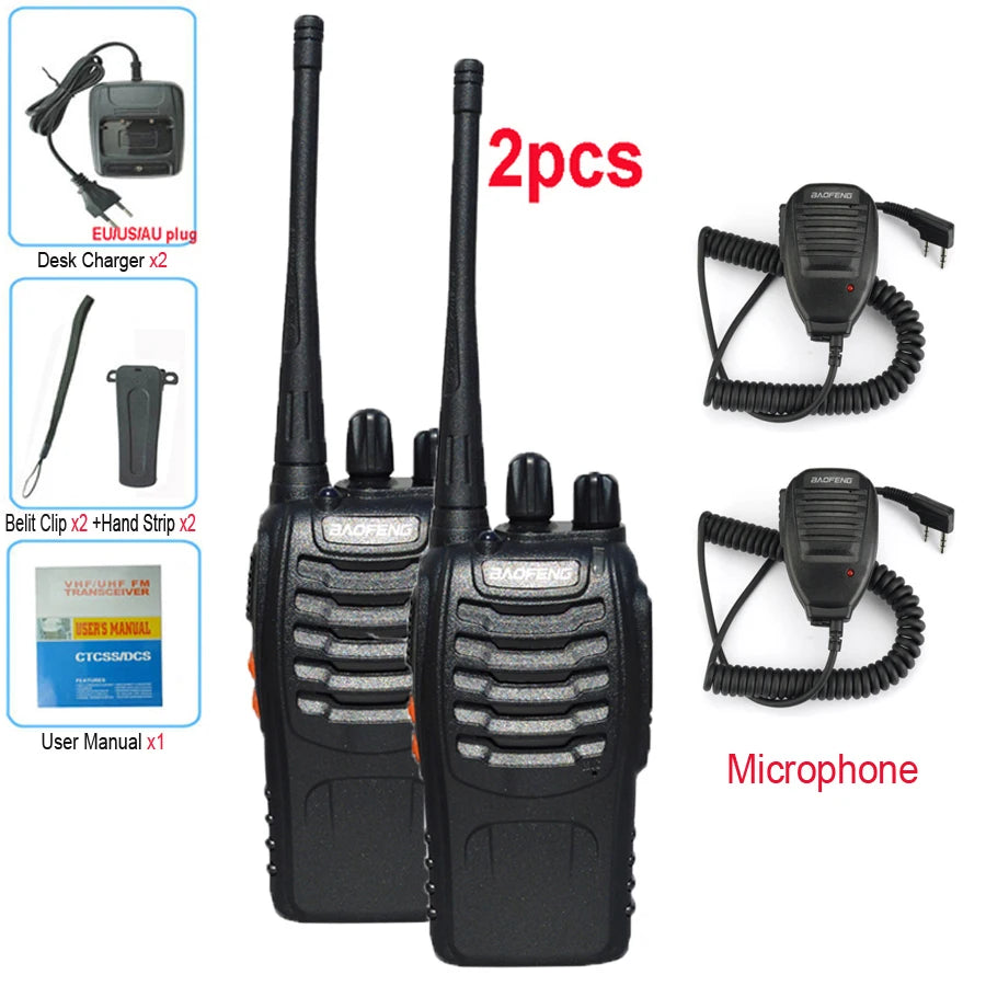 2 uds Baofeng BF 888S Walkie Talkie UHF BF888S transceptor de Radio portátil de jamón bidireccional de largo alcance para receptor de Hotel de caza