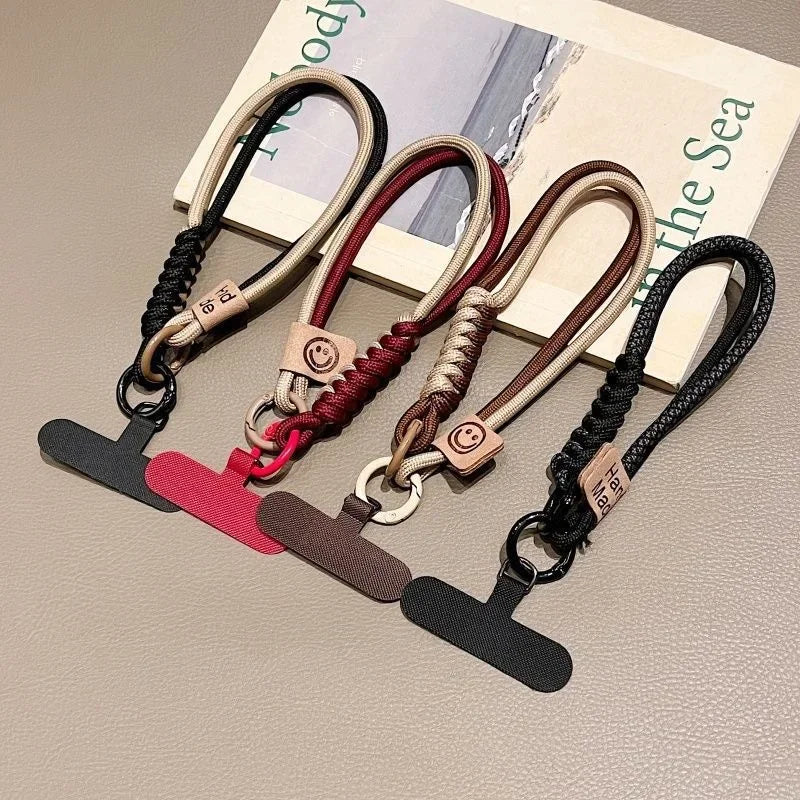 Cordón de teléfono tejido contrastante de estilo británico INS, funda de teléfono corta de mano a la moda, cuerda para muñeca, colgante para equipaje de muñeca, cuerda colgante