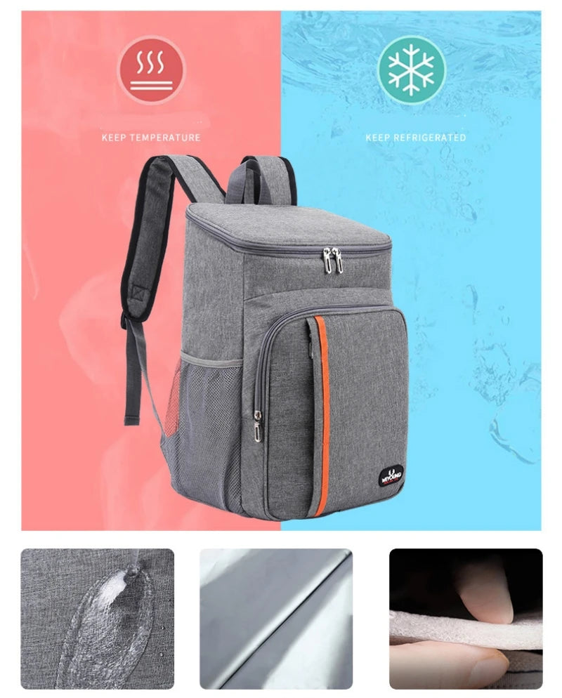 Bolsa de almuerzo térmica portátil de 18L, caja de comida duradera, resistente al agua, funda con aislamiento de hielo, mochilas para cena Oxford para acampar, Icebox