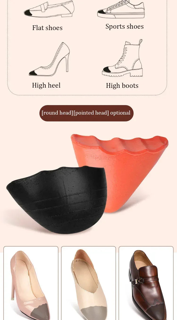 1 Par de Protectores de Puntera de PU Ajustables para Hombres y Mujeres, Plantillas Gruesas y Suaves para Alivio del Dolor, Protectores de Puntera para Zapatos