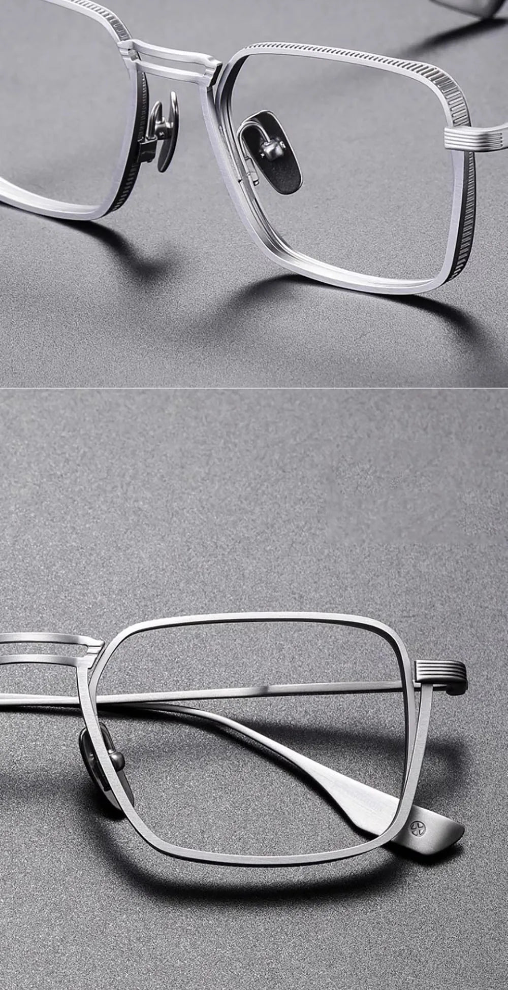 Gafas KLASSNUM para hombre, monturas ópticas de Metal cuadradas Vintage con lentes transparentes para hombre, gafas con lentes de luz azul, diseño de lujo