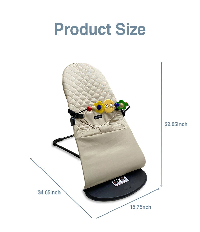 Silla Mecedora para Bebé Ajustable en 3 Alturas, Silla Columpio Plegable para Recién Nacidos de 0 a 12 Meses, Silla Mecedora Ajustable con Juguetes