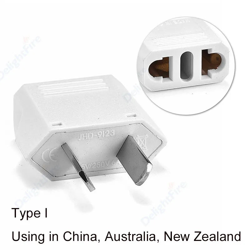 Adaptador de enchufe eléctrico estadounidense, europeo, UE a EE. UU., América, China, CN, Canadá, CA, adaptador de viaje, enchufe de 2 pines, convertidor tipo A, adaptador de corriente