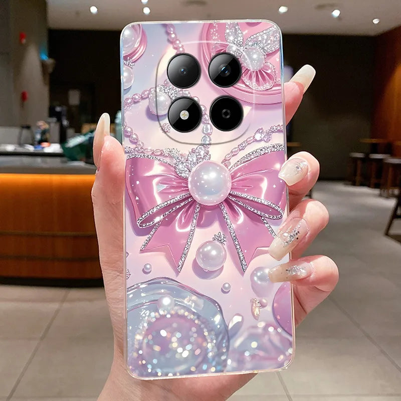 Funda para Teléfono Xiaomi Redmi Note 15 Pro 4G, Carcasa Protectora con Diseño de Lazo de Mariposa, Transparente, de Silicona TPU Suave