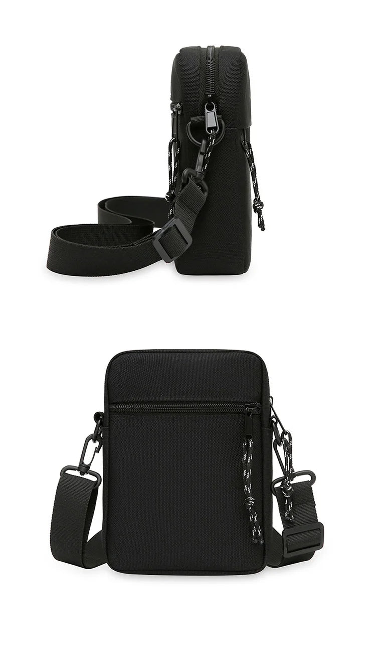 Bandolera pequeña de lona con cremallera para hombre, bolso de hombro cruzado Simple, Mini bolso para teléfono