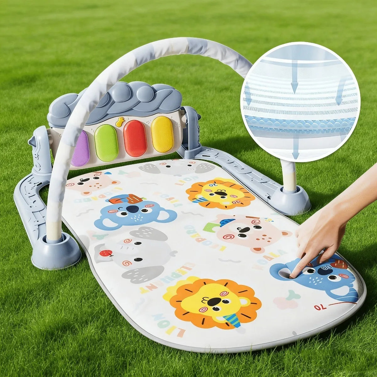 Alfombra musical de piano para bebés, gimnasio de actividades, teclado musical, tapete de juego para gatear, juguetes educativos tempranos para bebés recién nacidos de 0 a 36 meses