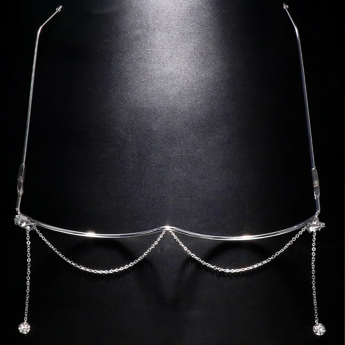 Montura de gafas con diamantes de imitación geométricos Rave para mujer, decoración facial, diseñador de lujo, marcos de joyería facial de cristal, sin lentes, 2023