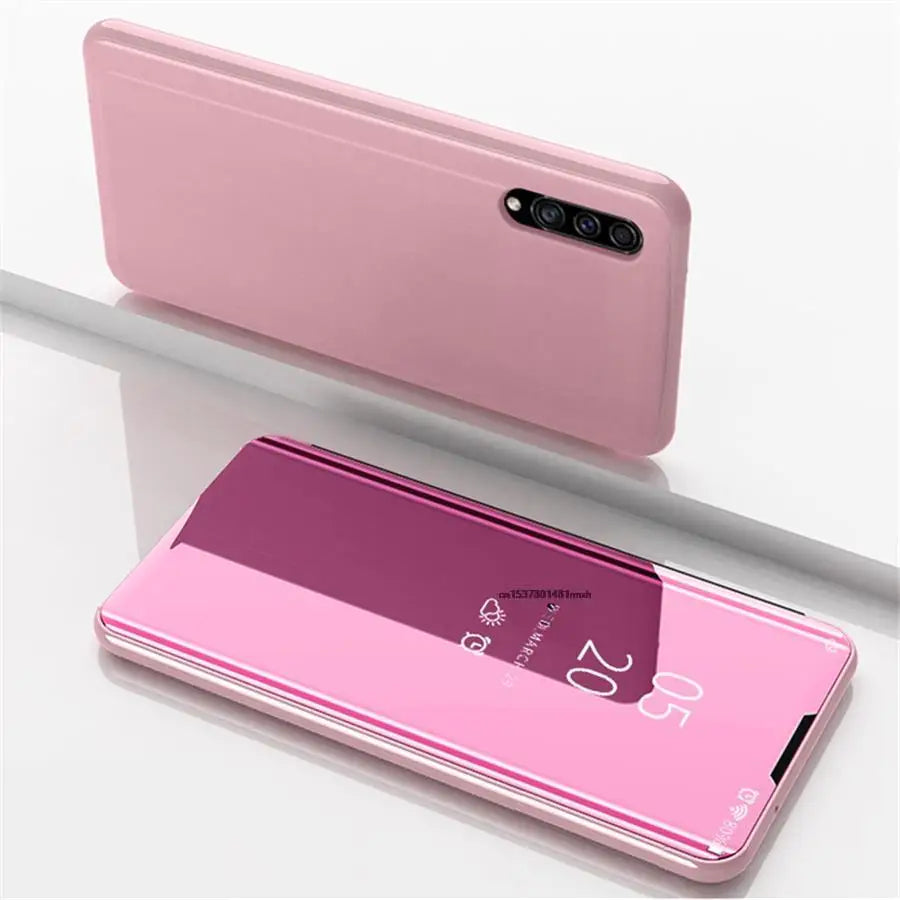 Funda con Tapa Abatible y Espejo Inteligente para Samsung Galaxy S25 Ultra, S25 Edge, S24 Plus, S25Plus, S25Ultra, S25Edge, Funda de Cuero para Teléfono