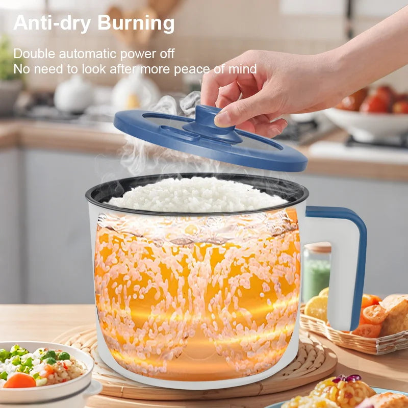 Olla arrocera eléctrica individual de doble capa, Mini cocina automática inteligente para el hogar, enchufe europeo de 220V, multicocina de arroz al vapor P
