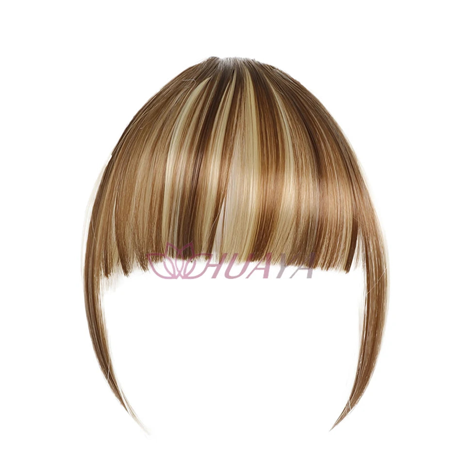 HUAYA-flequillo de aire sintético para mujer, pelo falso corto Natural, Invisible, sin costuras, extensiones de cabello frontal